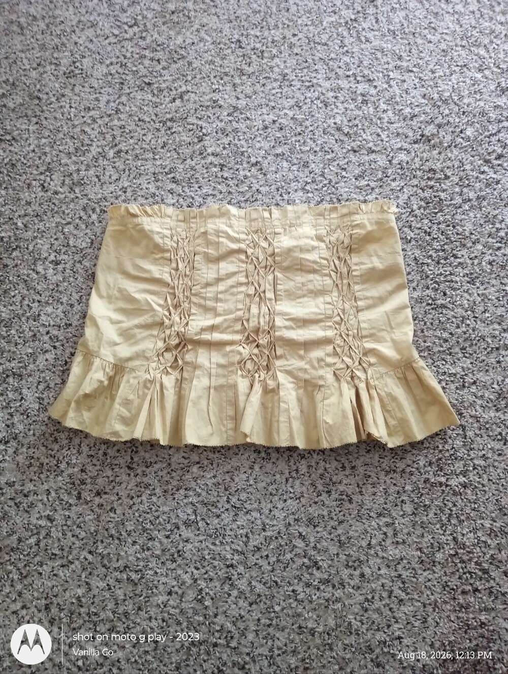 Anthropologie Strapless Hand-Smocked Corset Top Khaki Large - Picture 2 of 16